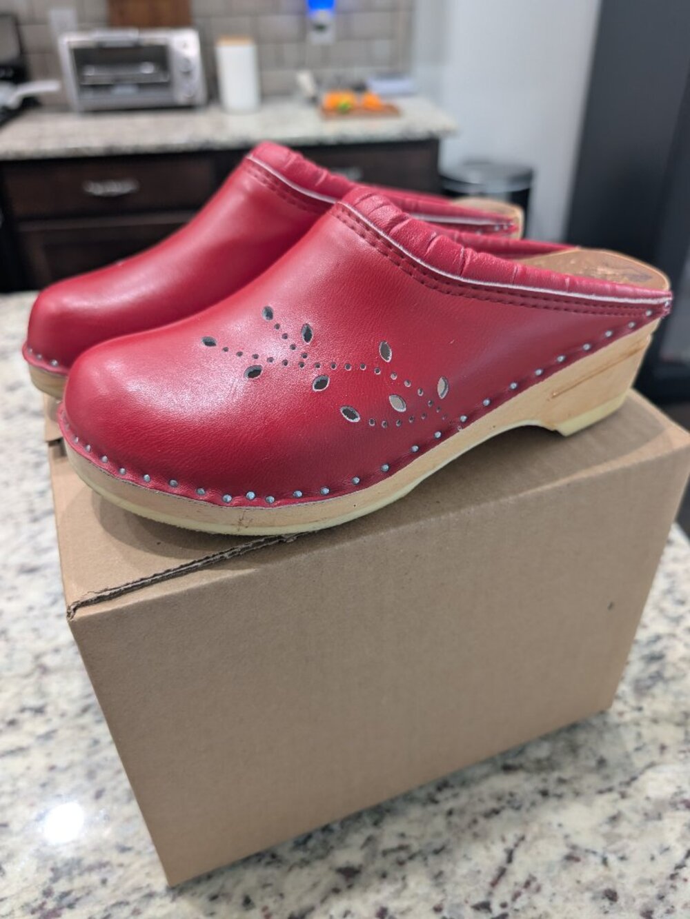 Bastad Troentorp O'Keefe Red Swedish Clogs